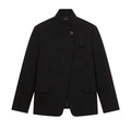 Damen Blazer in Schwarz mit Stehkragen und asymmetrischem Ein-Knopf-Verschluss - XS / Schwarz