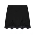 Minigonna nera da donna con bordo in pizzo asimmetrico ed elegante orlo a smerlo - XS / Nero