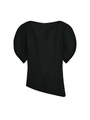 Dettaglio di camicetta nera minimalista con scollo asimmetrico e maniche a sbuffo - XS / Nero