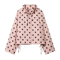 Rosafarbene Polka-Dot-Jacke mit Stehkragen und verstellbarem Kordelzug am Saum - XS / Rosa