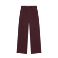 Detail of dark red wide-leg trousers featuring drawstring waist and front seam - XS / Wine Red Pants