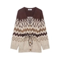 Retro gebreid vest met V-hals, jacquardpatronen en een slanke tailleriem voor dames - S / Retro Tweekleurig