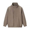 Giacca bomber classica con motivo pied-de-poule, collo alto e cerniera marrone e beige - S / Marrone e Bianco