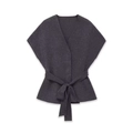Deep grey knit sleeveless wrap vest with V-neck and matching tie belt for women - S / Dark Gray