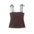 Bruine slim-fit camisole top met verstelbare strikbandjes en verticale naad details - XS / koffiekleur