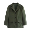 Klassischer armee grüner Blazer mit Reverskragen und einreihigem Knopfverschluss für Damen - S / Dunkelgrün