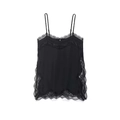 Sexy schwarzes Satin-Unterhemd mit Spitzensaum und verstellbaren Spaghettiträgern - XS / Schwarz