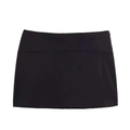 Minigonna nera minimalista a vita alta con cuciture su sfondo bianco semplice - XS / Nero