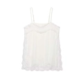 Eleganter weißer Satin-Top mit V-Ausschnitt, Wimpernspitze und verstellbaren Trägern - XS / Weiß