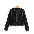 Vintage black velvet jacket with intricate gold floral embroidery and sequins - XS / Black