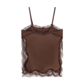 Dunkelbraunes Camisole-Top mit Spitzenbesatz und Satin-Finish und Trägern - XS / Dunkelbraun