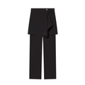 Pantaloni neri da donna con gonna asimmetrica sovrapposta e bottone in metallo - XS / Nero