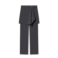 Completo pantalone e gonna sovrapposta grigio scuro da donna con bottone in vita - XS / Grigio