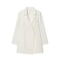 Detalle de un vestido tipo blazer blanco de manga larga con solapas y cintura entallada - XS / Top Blanco