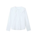 Elegante camisa blanca de manga larga con cuello Peter Pan, bordados y detalles de encaje - XS / Blanco