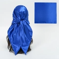 Vibrant blue satin headscarf with silky texture and shiny finish for versatile styling - Royal Blue