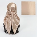 Champagne gold satin head scarf with a smooth glossy finish for women's hair styling - Brown