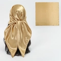 Elegant gold satin square headscarf with silky metallic luster and smooth texture - Bright Gold