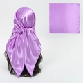 Lustrous bright purple satin head scarf in a smooth square silk-like texture - Light Purple