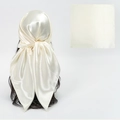 Creamy white satin headscarf with silky gloss finish shown in a flat lay and back view - Beige