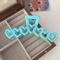 Pince à cheveux cœur bleu clair au fini brillant pour un style dopamine doux - 13cm / Coeur Bleu