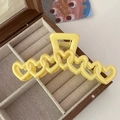 Pince à cheveux jaune pâle en forme de chaîne de cœurs en résine de qualité - 13cm / Cœur Jaune