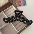 Pince à cheveux noire brillante en forme de cœur accessoire de coiffure élégant - 13cm / Cœur Noir
