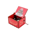 Hand-cranked red wooden music box with Happy Birthday carvings and a colorful cake illustration - Happy Birthday 17