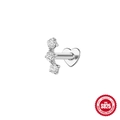 925 Sterling silver labret stud with three sparkling zircons and a heart flat back - Arc 3-Zirconia / 1.2*8mm / White Gold