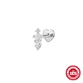 925 sterling silver heart back cartilage piercing earring with sparkling marquise crystal - Vertical 3-Zirconia / 1.2*8mm / White Gold