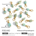 Bulk 16pcs natural light green stone charms with gold stainless steel loops for DIY jewelry - Sky Blue (20 Pcs)