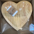 Natural heart-shaped wooden prayer bowl with engraved crosses and bundled cards - Natural Wood (With Cards)