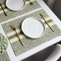 Geweven papieren placemat met groen-beige strepen voor een feestelijke tafeldecoratie - Rechthoekig / Grasgroen Gestreept Geweven