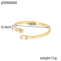 Elegant asymmetric open gold ring made of durable titanium steel with clear crystals - Gold + Clear White Zirconia