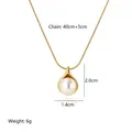 18K gold plated titanium necklace with pearl pendant and 40cm+5cm chain specs - Water Drop Pearl Style (XL-001)