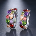 Macro de boucles d'oreilles argentées en C avec zircons colorés en forme de goutte - 4. Platine + Zirconium Coloré