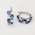 Elegante Creolen aus S925 Silber mit blauen und weißen Tropfen-Zirkoniasteinen - 11. Silber Weiß + Blau