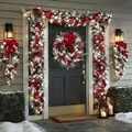 Set ghirlanda natalizia con bacche rosse e luci LED calde per decorazioni domestiche - Combinazione Ghirlanda Albero e Festone / Set Piccolo (Taglia S)