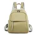 Olive green soft leather fashion backpack with lychee texture and silver metal buckle - Small (25x20x12cm) / Green