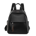 Women's black soft faux leather backpack with litchi texture and adjustable straps - Black