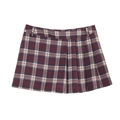 Gonna a pieghe classica a quadri bordeaux e blu marina in uno stile accademico raffinato - Gonna Midi a Quadri