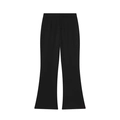 Detail einer schwarzen Schlaghose mit hoher Taille, Bügelfalten und matter Textur - XS / Schwarze Hose