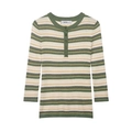 Γυναικείο πλεκτό πουλόβερ με στενή εφαρμογή και ρετρό πολύχρωμες οριζόντιες ρίγες - S / Ριγέ Χακί