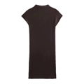 Minimalist chocolate brown sleeveless mini dress with chic high neck and fitted silhouette - S / Coffee