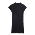 Minimalist black sleeveless mock neck knit dress with a clean white background - S / Black