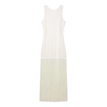 Vestido corto blanco sin mangas con cuello redondo, corte ajustado y flecos largos - XS / Blanco