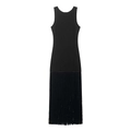 Vestido negro ajustado sin mangas con flecos largos elegantes para fiestas y eventos sociales - XS / Negro