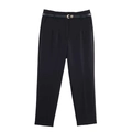 Pantalón negro de mujer de talle alto con cinturón de hebilla dorada para estilo oficina - XS / Negro