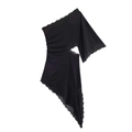 Robe courte noire asymétrique avec dentelle, découpe latérale et manche évasée - S / Noir