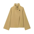 Kurze khakifarbene Workwear-Jacke mit asymmetrischen Knöpfen und hohem Stehkragen - XS / Khaki